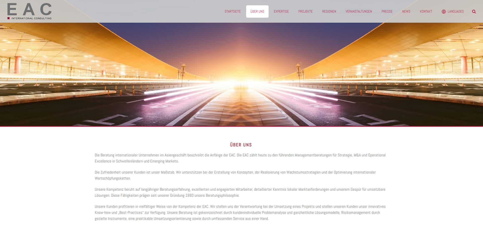 EAC International Consulting – Über uns (Vorher)