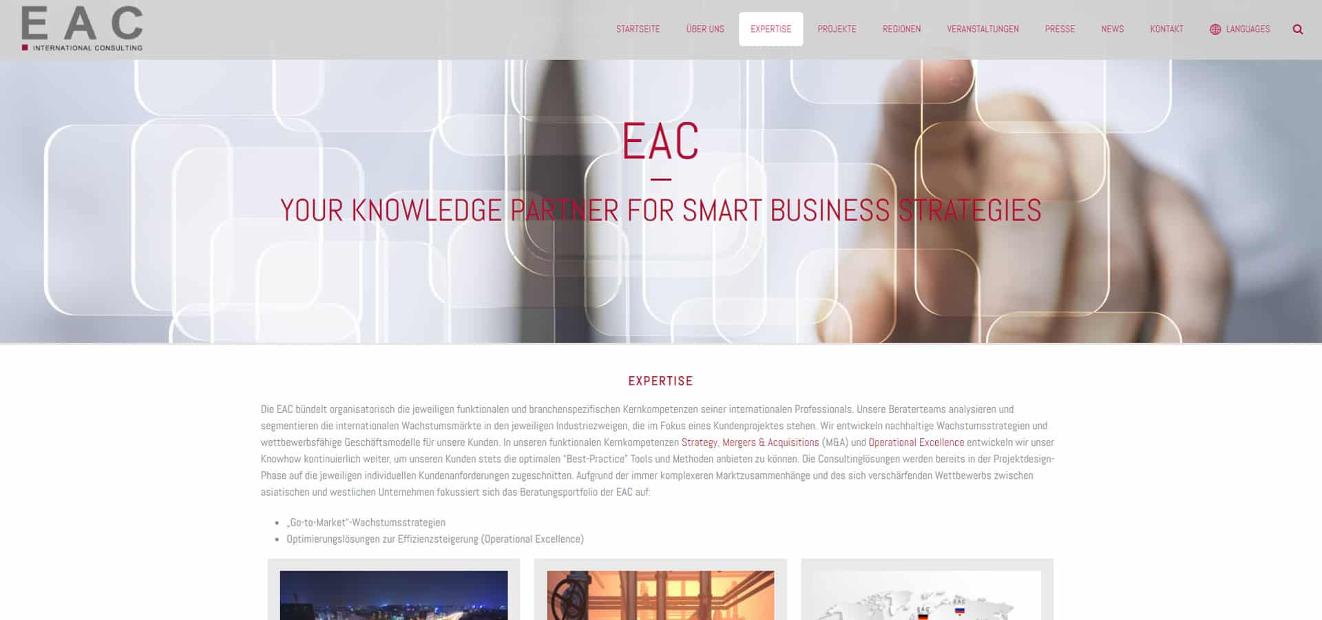 EAC International Consulting – Expertise (Vorher)