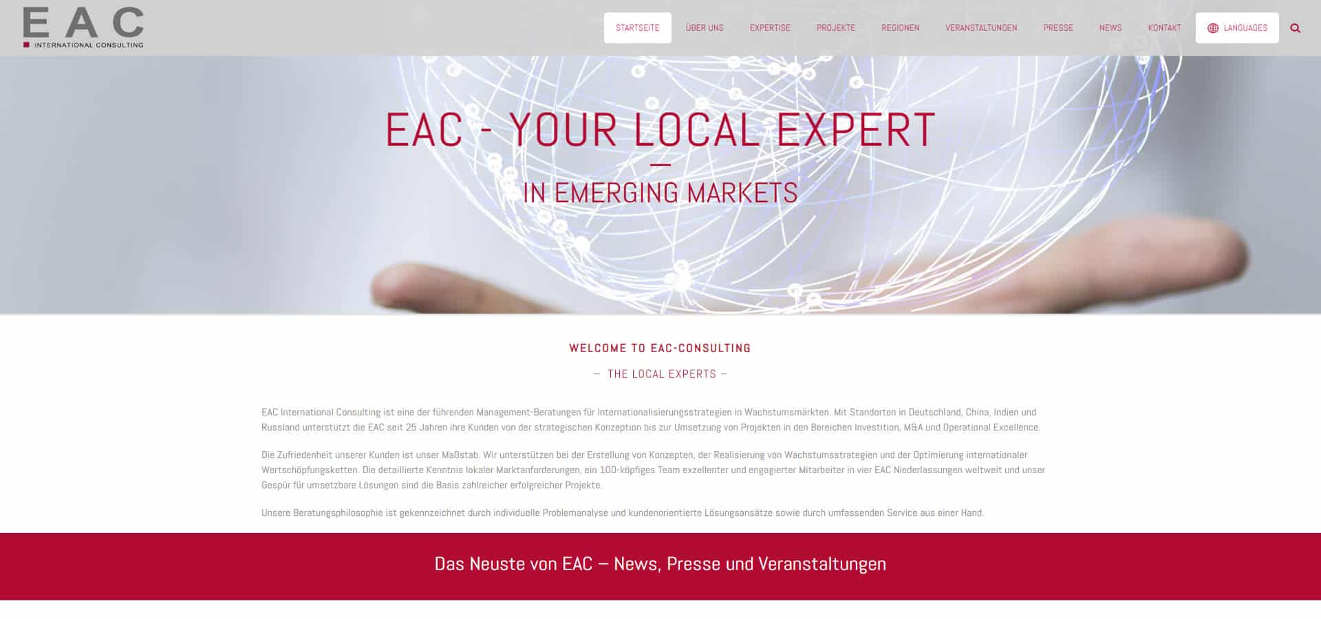 EAC International Consulting – Startseite (Vorher)