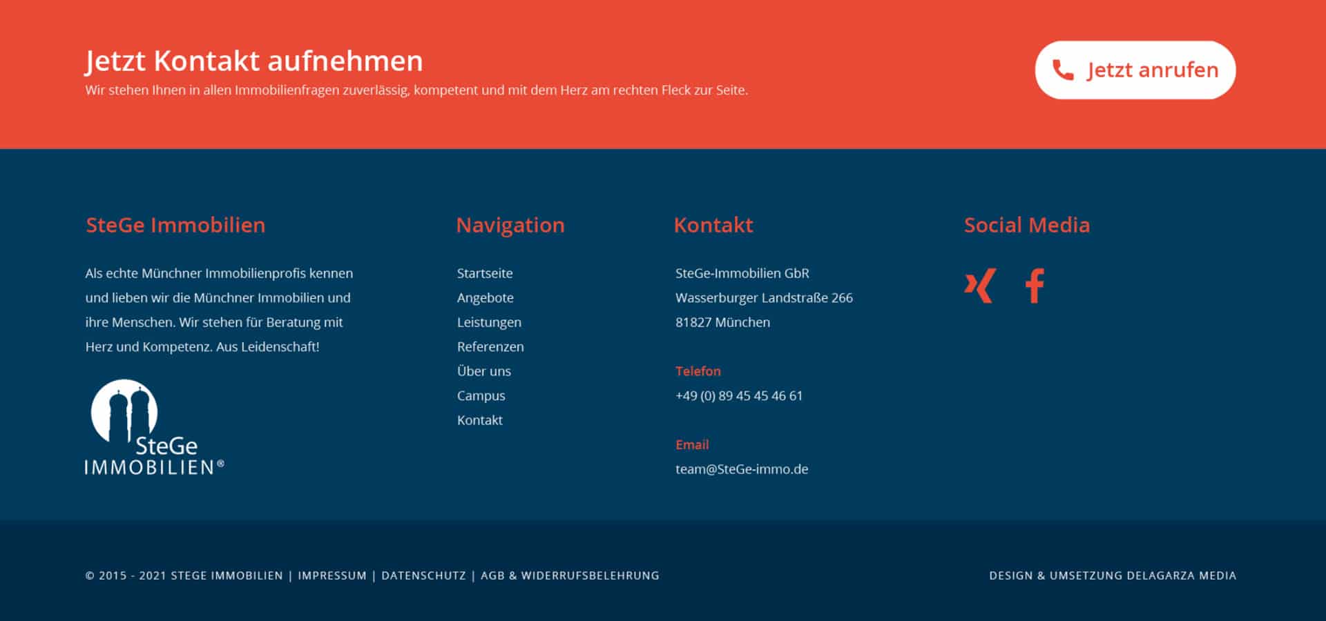 SteGe Immobilien München – Footer (Nachher)