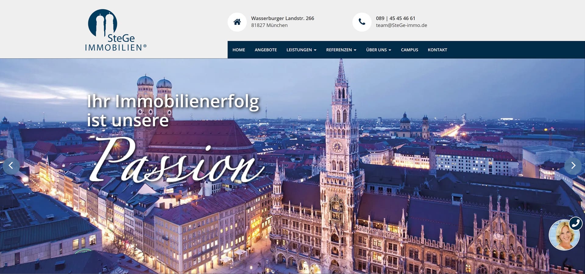 SteGe Immobilien München – Startseite (Vorher)